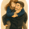 L'image d'un couple amoureux en style ghibli