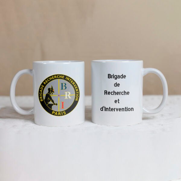 Mug avec l'écusson du BRI et la devise de ce service de la Police Nationale Française