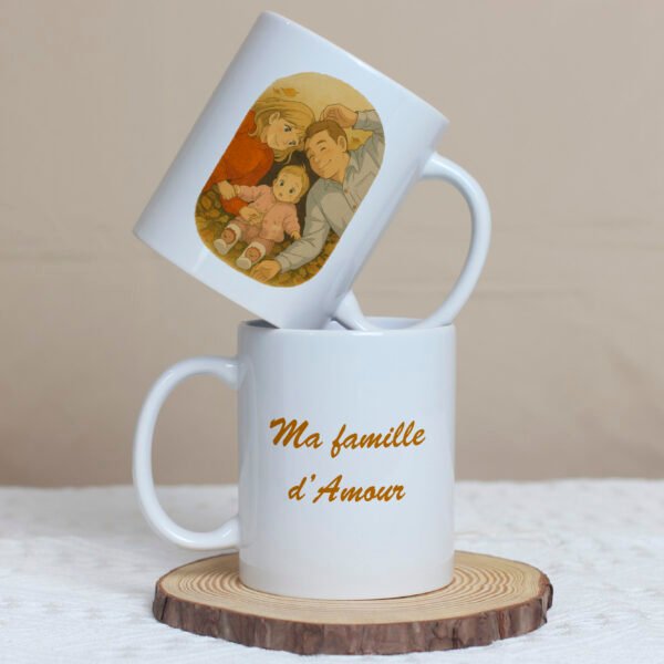 Mug avec le dessin d'une famille en style Ghibli